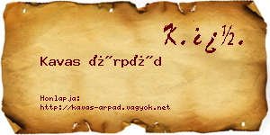 Kavas Árpád névjegykártya